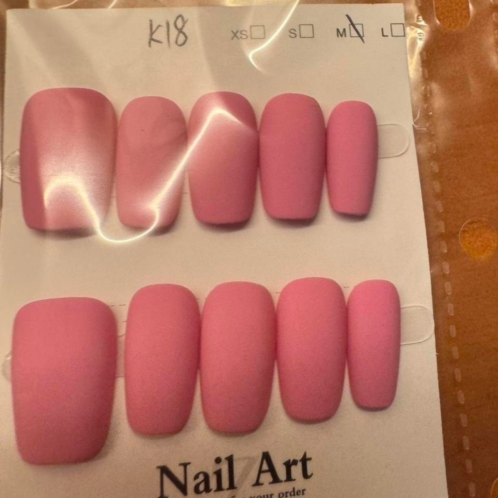Pink Matte‎ Press On Nails Medium Square Nail Art Manicure